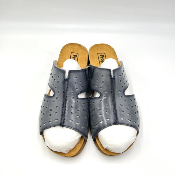 9D 9W 9 WIDE WIDTH Propet Fionna Blue Lasercut Leather Comfort Sandals Shoes - Picture 2 of 14